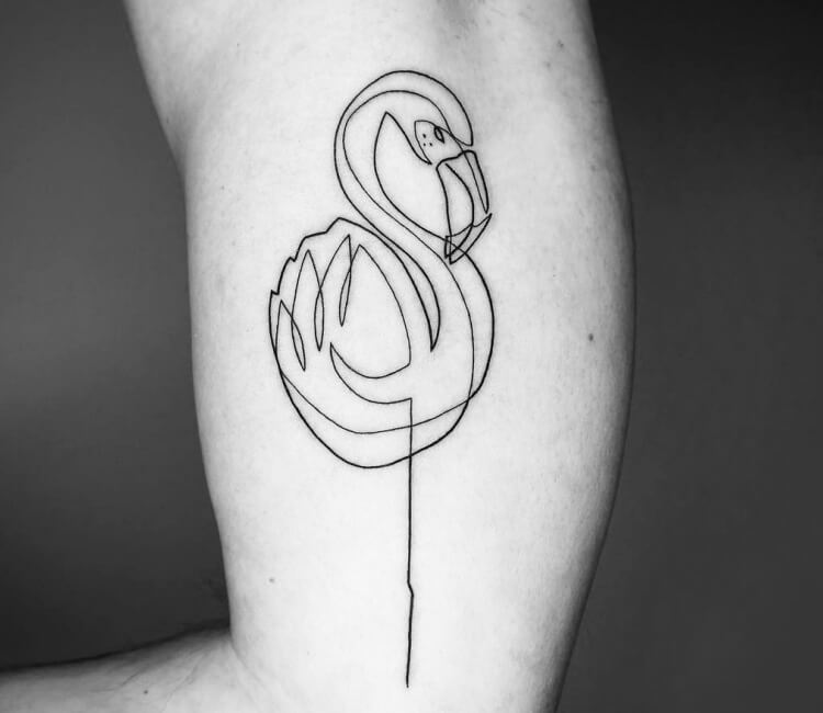 aa_Tropical Black and Grey Flamingo Tattoo Design – Tattoos Wizard Designs