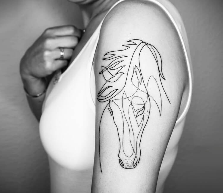 horse head outline tattoo
