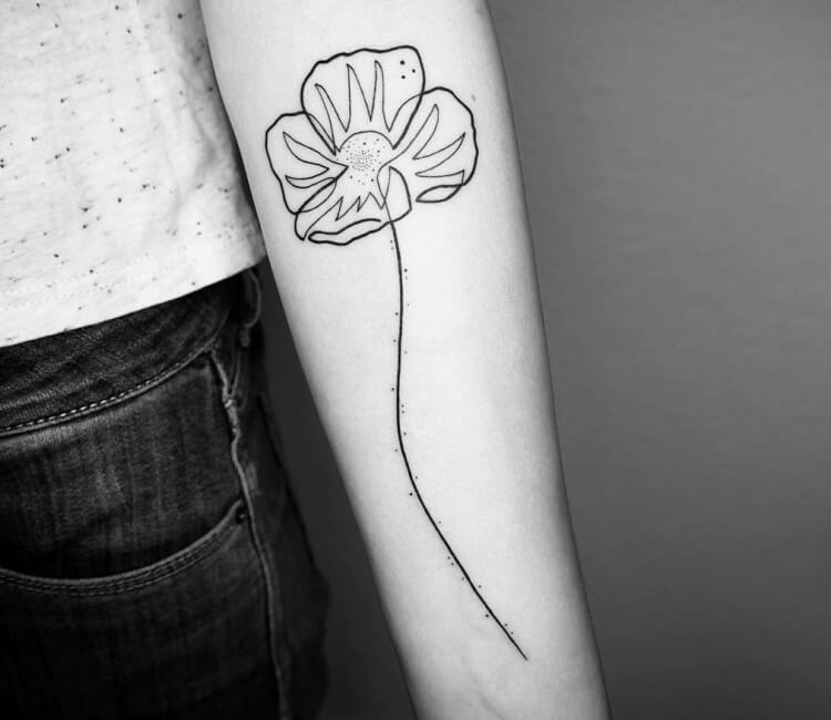 Minimalist vibes with a meaningful touch. This poppy tattoo speaks volumes  about honoring memories and embracing life's fleeting moment... | Instagram