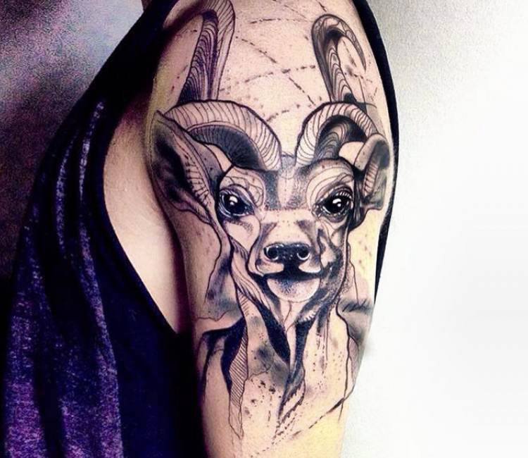 Cute Goat Tattoo Idea | Sheep tattoo, Animal tattoos, Cute goats