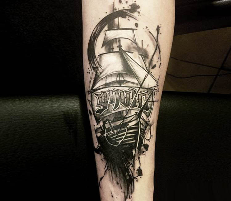 Custom Pirate Ship Tattoo by Marvin Silva: TattooNOW