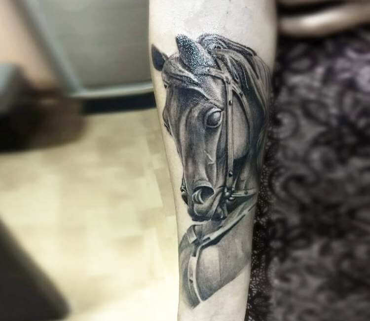 Arm Realistic Horse Tattoo by Voice of Ink