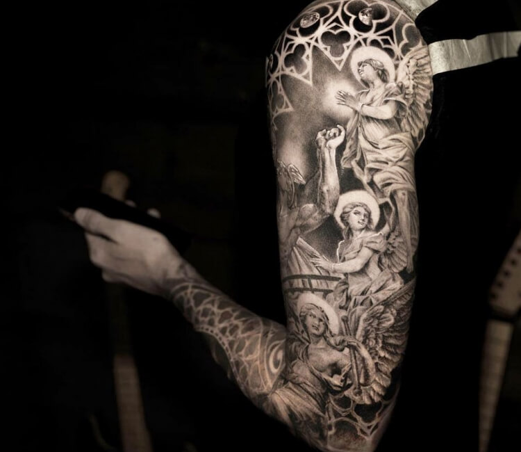Angel sleeve tattoo by Niki Norberg | Post 27167