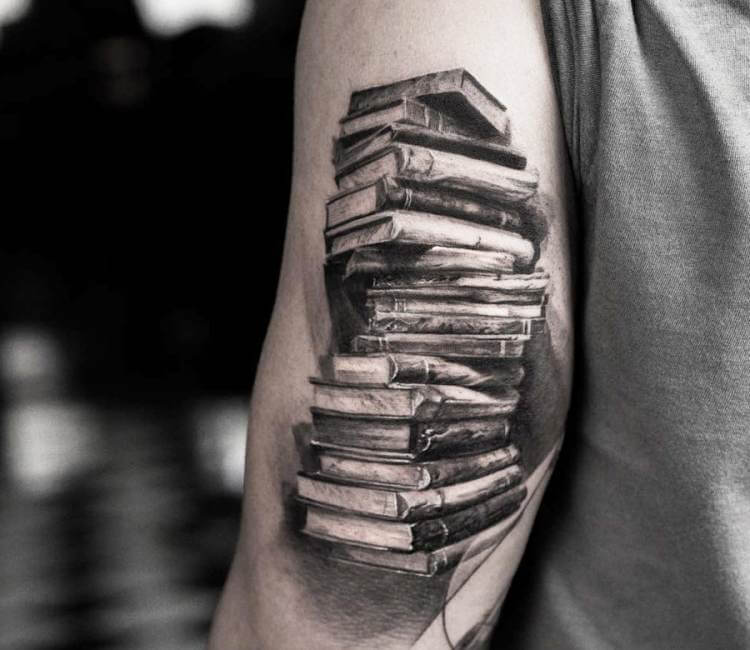 Books tattoo by Niki Norberg | Post 18353