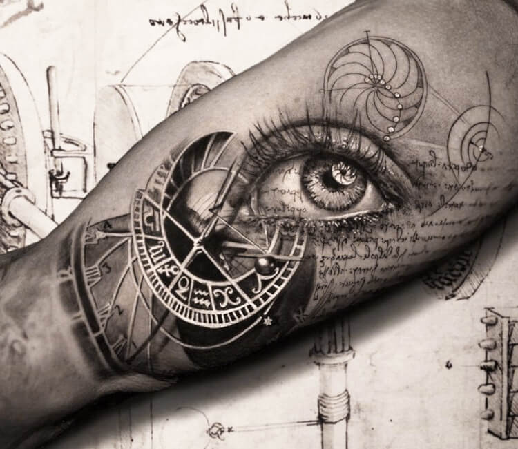 Eye and 3D clock tattoo by Niki Norberg | Post 29936