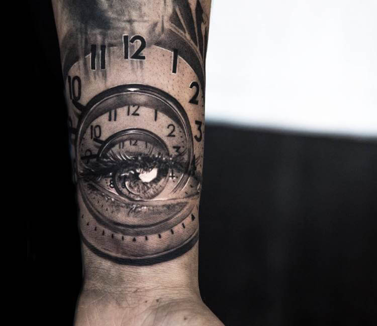 Clock and Hourglass by Sean O'Hara: TattooNOW