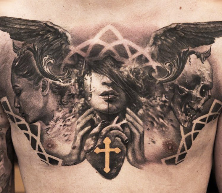 religious full chest tattoos
