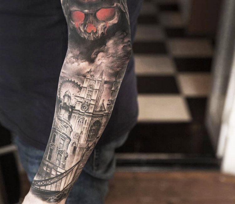 35 of the Best Architecture Tattoos or How To Have Your World on a Sleeve -  KickAss Things | Architecture tattoo, Castle tattoo, Tattoo styles