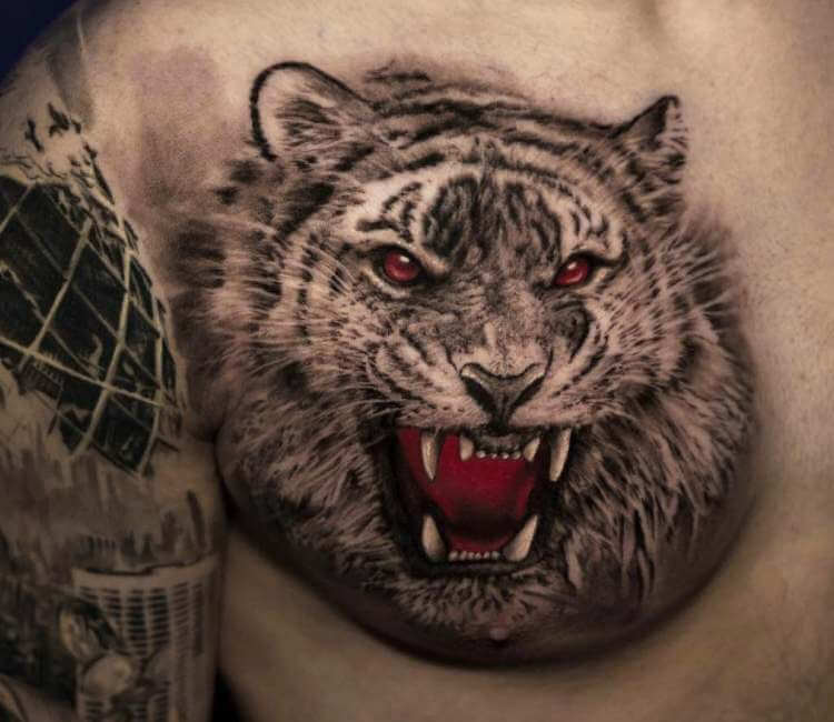30+ Aggressive Tiger Face Tattoo Made Ever