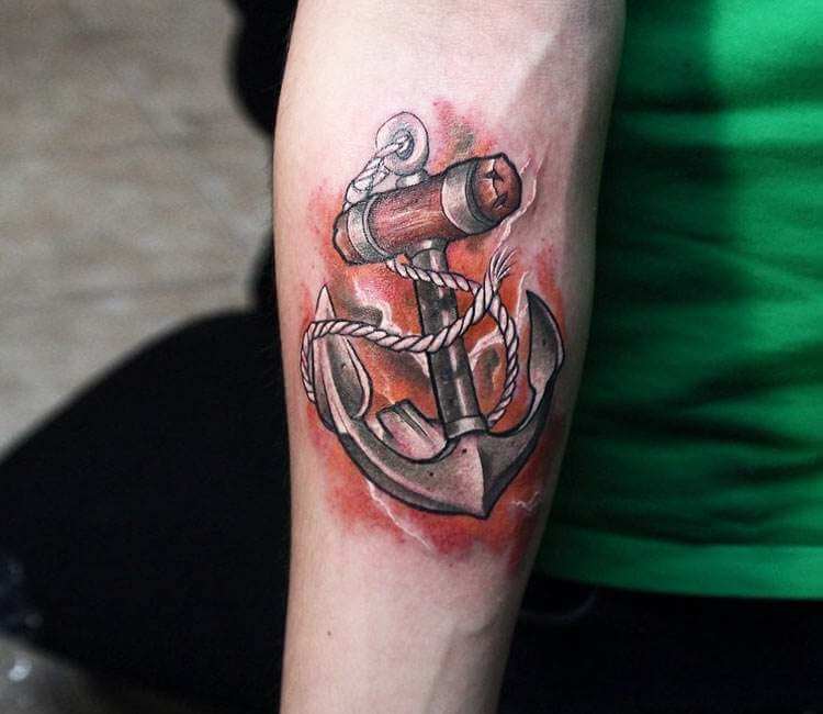 traditional anchor tattoo for women