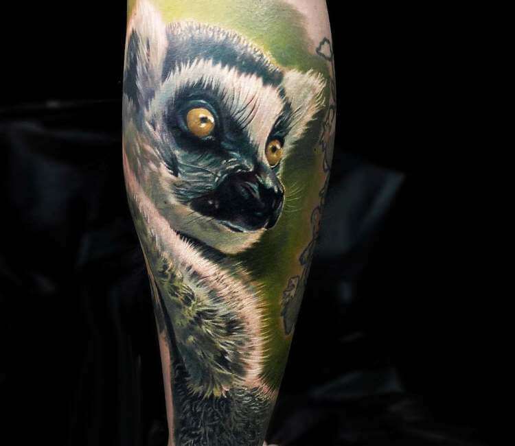 Simple elegant gray-ink lemur tattoo on foot | Forearm tattoos, Tattoos,  Foot tattoos