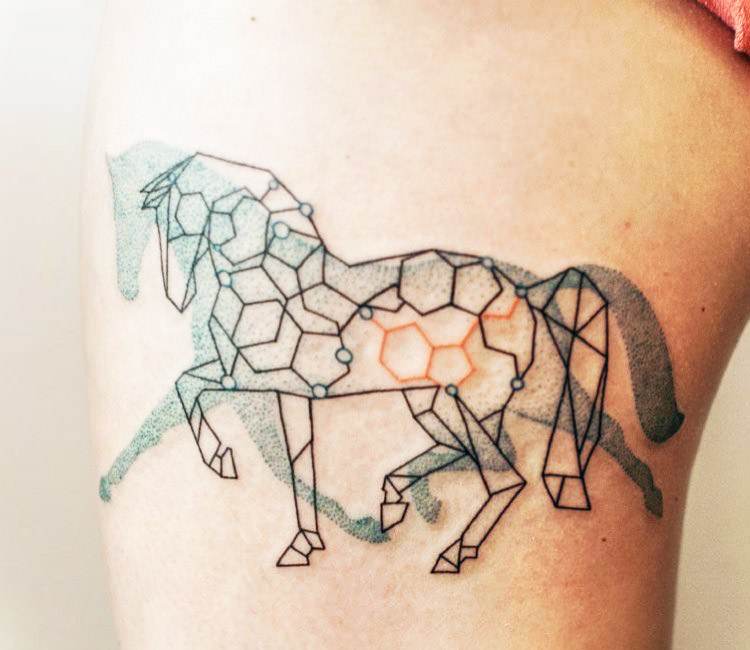Waterproof Temporary Tattoo Sticker Unicorn Horse Geometric Pattern Fake  Tatto Flash Tatoo Back Leg Big Size
