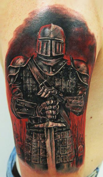 English Knight Warrior Temporary Waterproof Tattoo Sleeve Women Arm Fake  Sticker