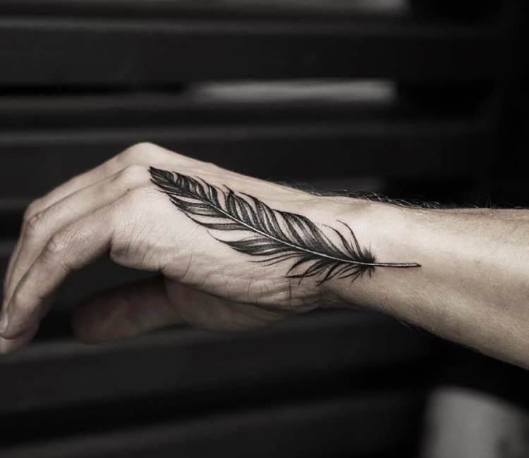 Black grey white feather tattoo  White feather tattoos Feather tattoo  black White tattoo