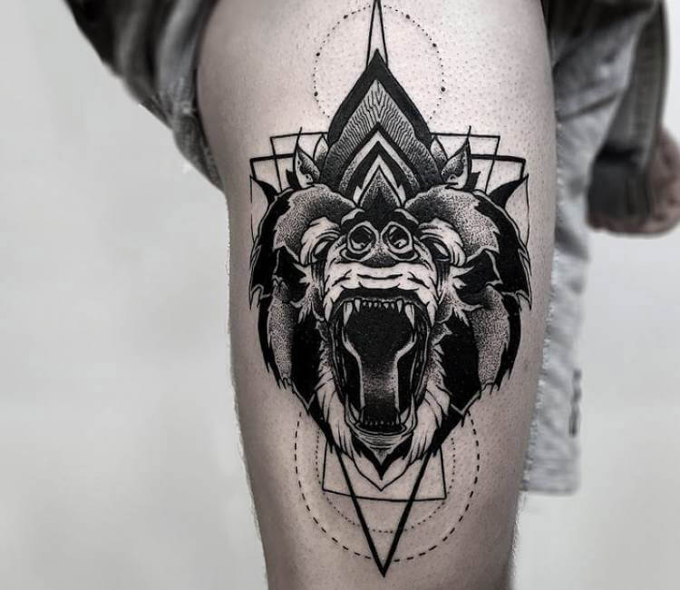 angry bear tattoo