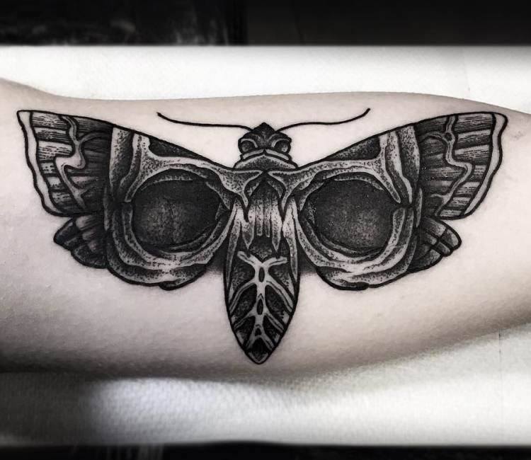 Black and Grey Moth Tattoo Idea  BlackInk