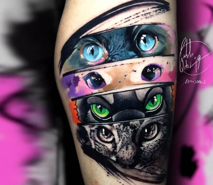 Tattoo uploaded by Tattoodo  realistic kitten cat eye flower  fullcolor MoniMarino  Tattoodo