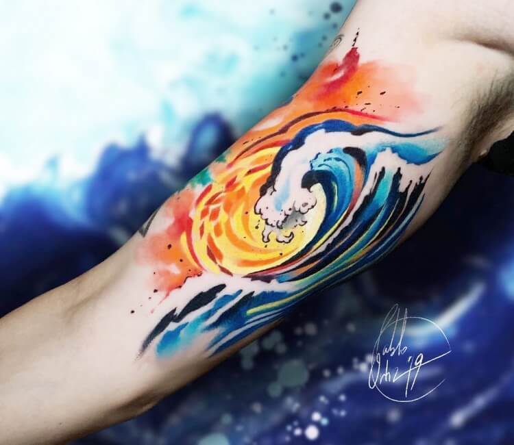 Tattoo uploaded by Claire • By #RodrigoTas #armband #watercolor #abstract # waves #ocean #watercolortattoo #abstracttattoo • Tattoodo