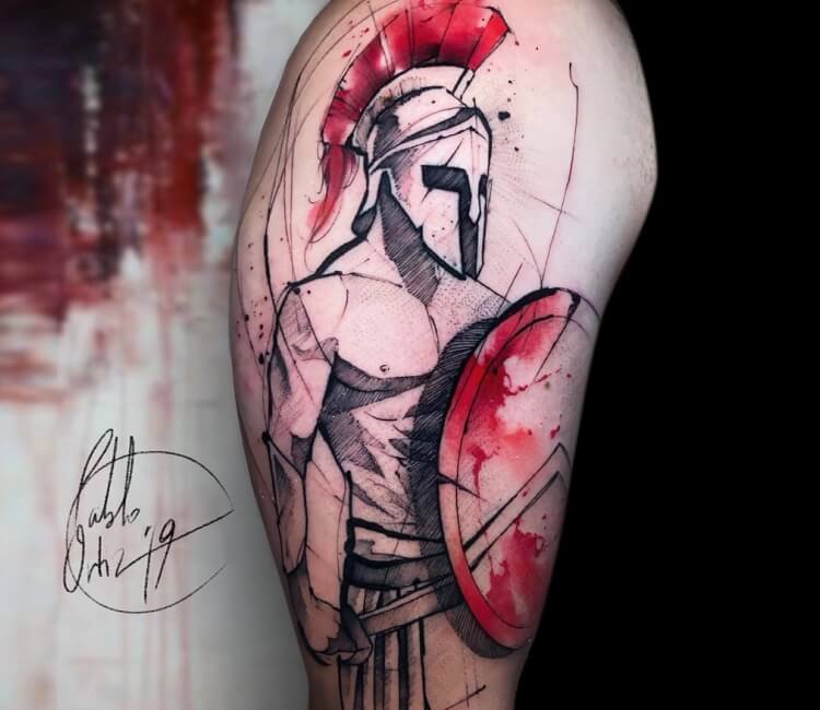 Image result for Spartan tattoo watercolor