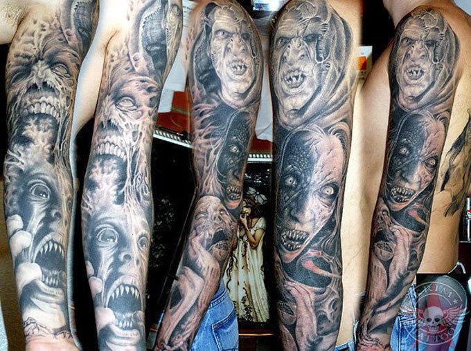 Demon Tattoo Image On Full Sleeve