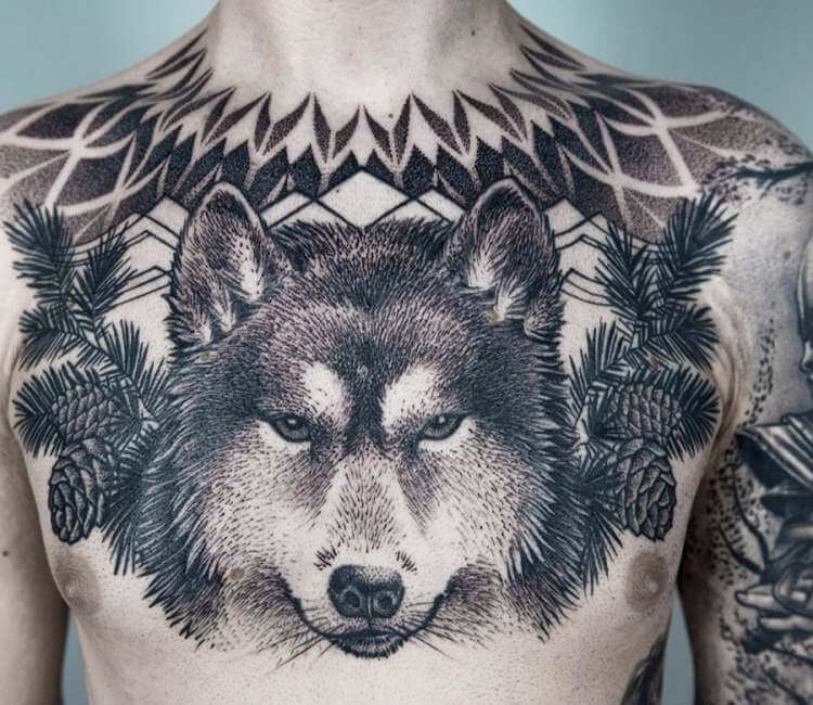 Second Life Marketplace - Tribal Tattoo with Wolf on Chest and Left Arm