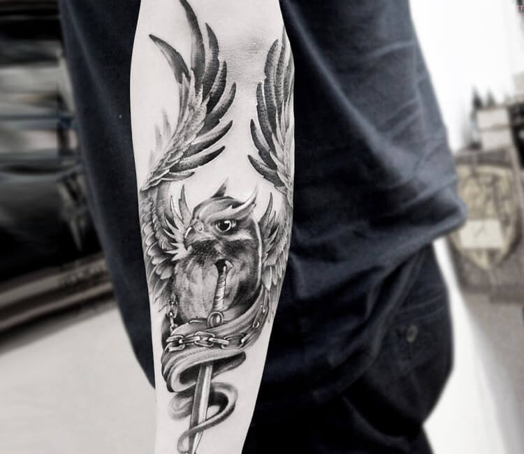 realistic dagger tattoo