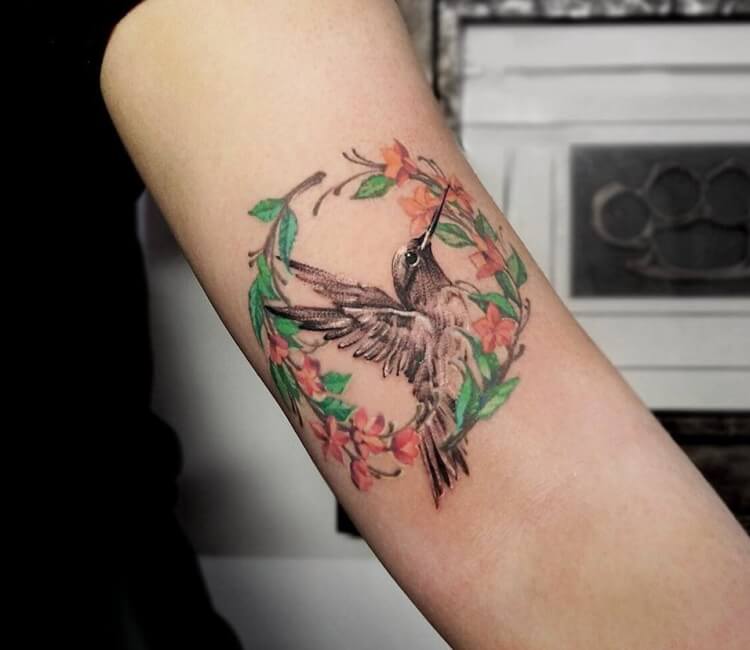 Sweet bird and flowers tattooed by Airynn from Wicked Good Ink in Portland  Maine  rtattoos