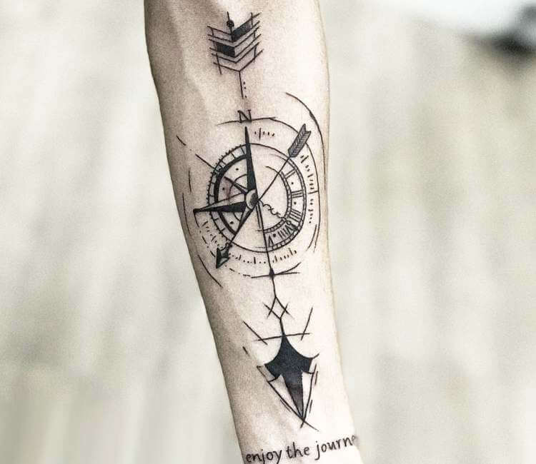 Inner arm of a two arrow compass.
