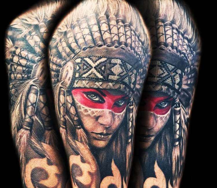 Indian girl tattoo by Peter Hlavacka | Post 24017