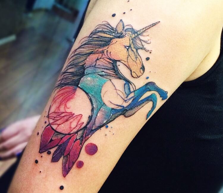 Tattoo photo - Unicorn tattoo by Phellipe Rodrigues. 