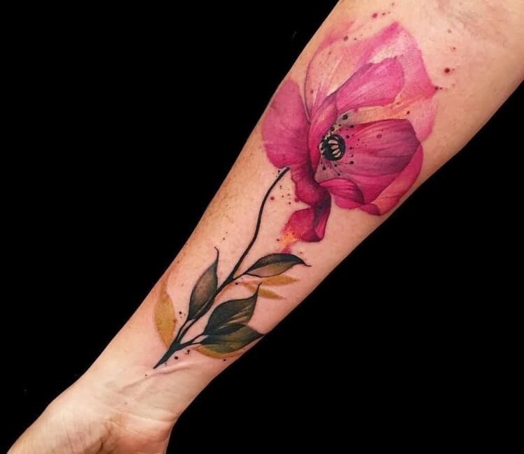 Watercolor Poppies  Tulip Forearm Tattoo  Best Tattoo Ideas For Men   Women