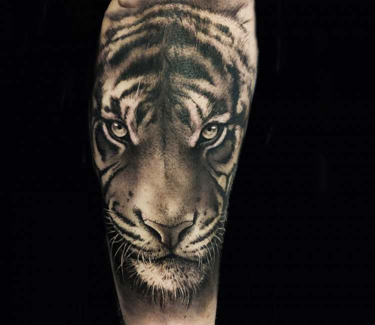 Tattoo uploaded by Dylan C  Montreal woman with tiger head tattoo   Tattoodo