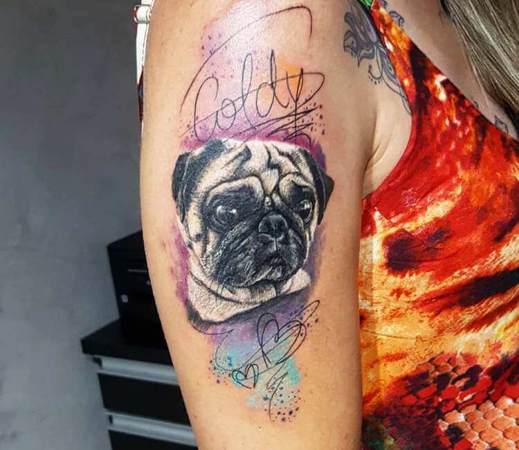Black and Grey Arm Pug Tattoos | Black realistic & portrait Pug Tattoos | Pug  tattoo, Cute pugs, Pugs