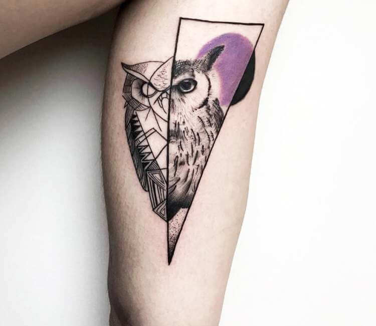 geometric tattoos — Custom owl tattoo design with Penrose triangle -...