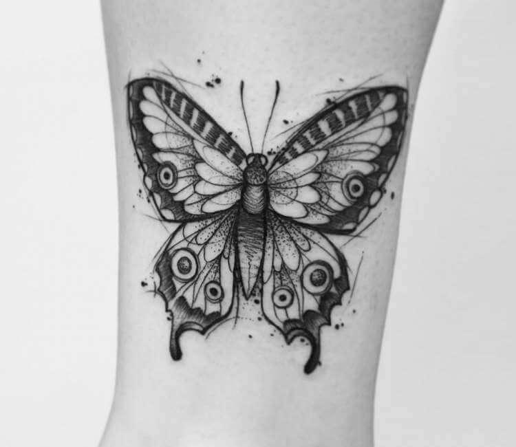 Black and grey butterfly by Annelie Fransson  Tattoogridnet