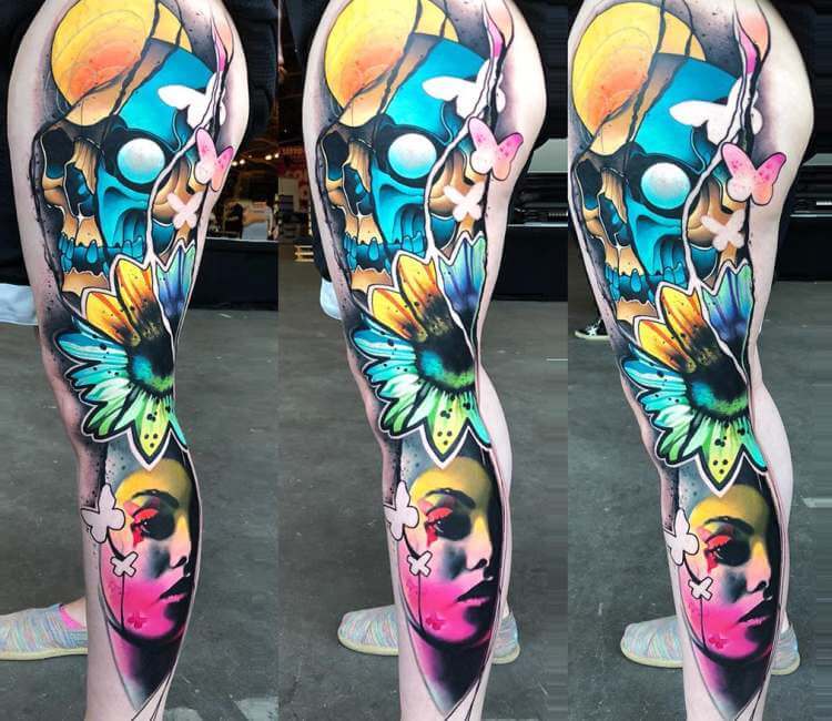 Ralph Tattoo - More progress on ocean themed leg sleeve. Bottom half healed  | Facebook