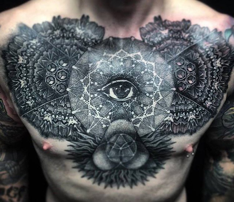Graphic geometric piece on the chest Tattoo  Official Tumblr page for  Tattoofilter for Men and Women