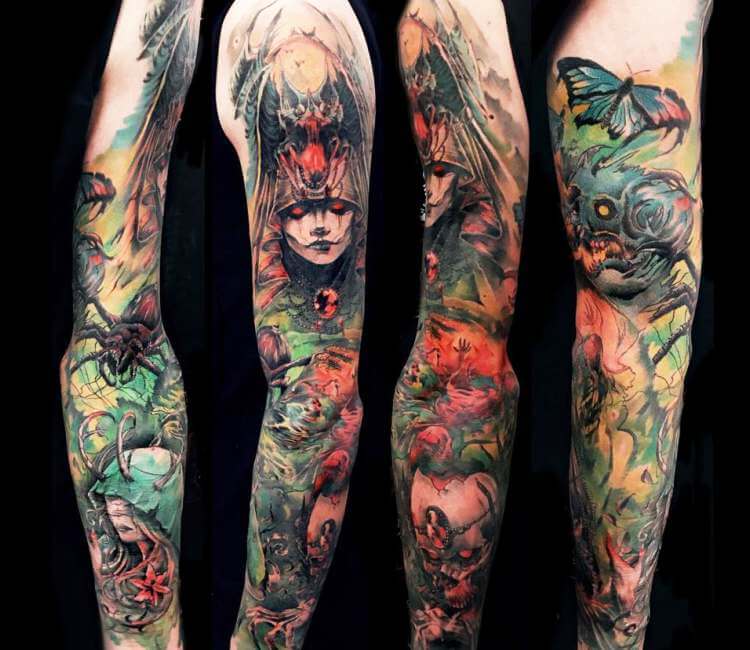 Fantasy dragon sleeve tattooed by  Bone Rattle Tattoo  Facebook