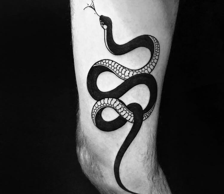 part of a black snake tattoo  fresh vs 1 year later  ragedtattoos