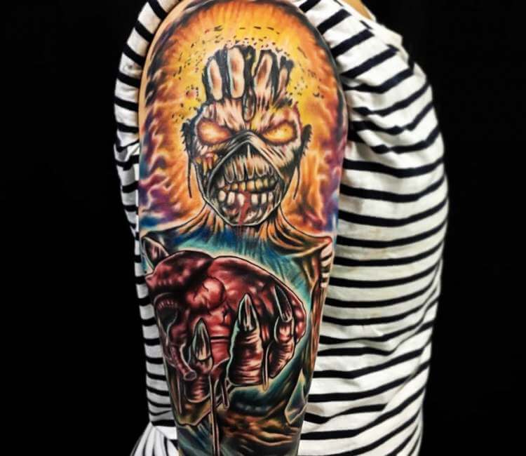 Iron Maiden tattoo by Sean Anderson at electric umbrella Nanaimo BC  r tattoos