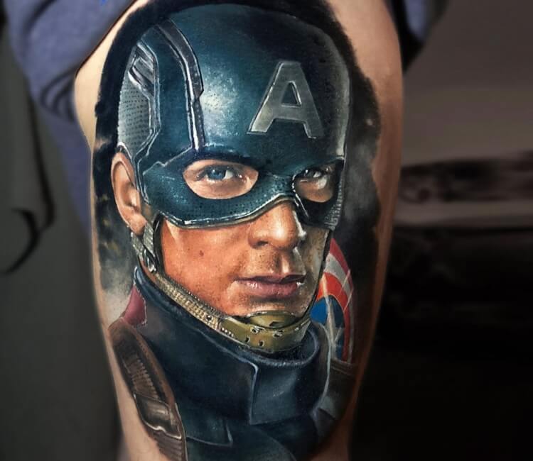 Huge Captain America Shield Tattoo Collection