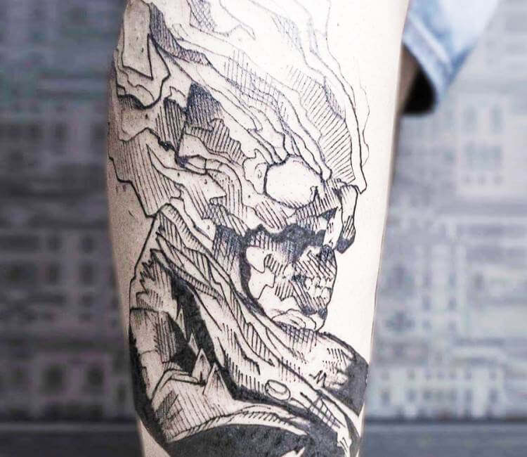 PRINT  Ghost Rider Tattoo Design  Watercolour  India Ink  Squidworx  Media