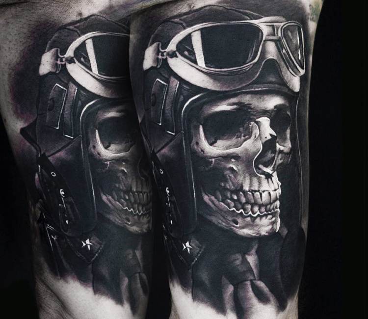 Tattoo uploaded by Robert Davies • Pilot Skull • Tattoodo