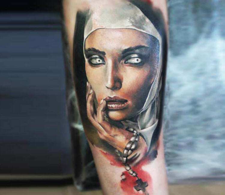 Nun Face tattoo by Sergey Shanko | Post 25112