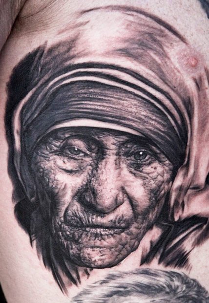 Mother Teresa of Calcutta by Visiting Artist Alink Kootaishi TattooNOW