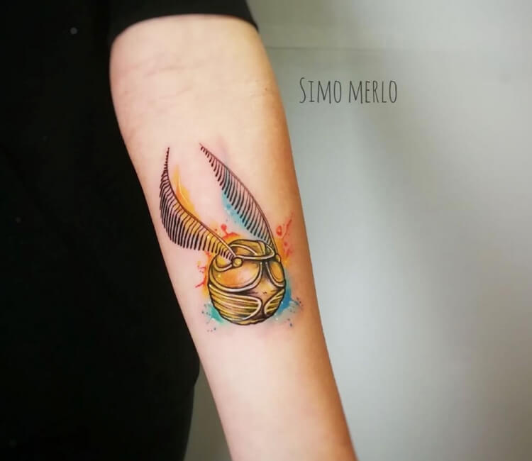 golden snitch tattoo ankle