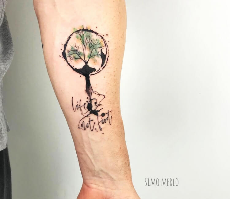 Abstract tree tattoo on the back. Design by Lucy