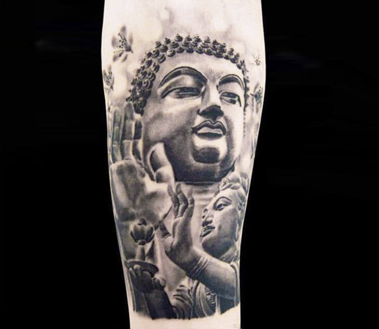 Smiling Buddha and Lotus Blossom Best Temporary Tattoos| WannaBeInk.com