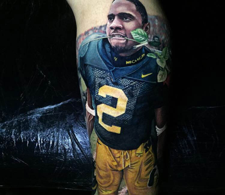 Charles Woodson tattoo by Steve Butcher