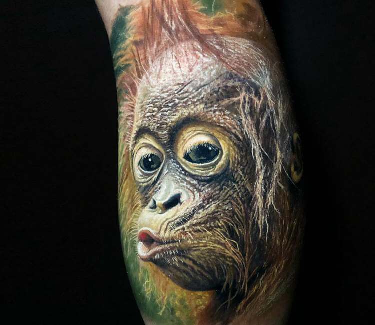 🖤Watercolour orangutan done today🖤 | By Chelsea Burton TattoosFacebook